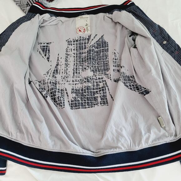 Cultural Revolution Jacket Mens Large Bomber Full Zip Retro White Stripe 70s - Picture 9 of 15